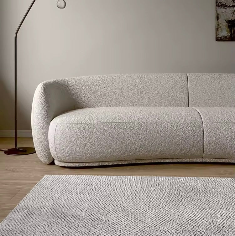 Dutch Vintage Ergonomically Curved Sofa, White Lounge Sofa