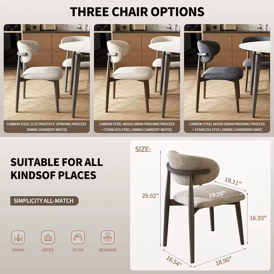 Set of 4 Ergonomic Cotton-Linen Upholstered Dining Chairs, Beige