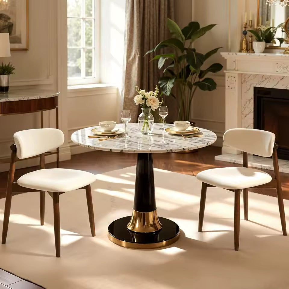 Set of 2 Beige Curved Back Dining Chairs Ergonomic Upholstered Seats