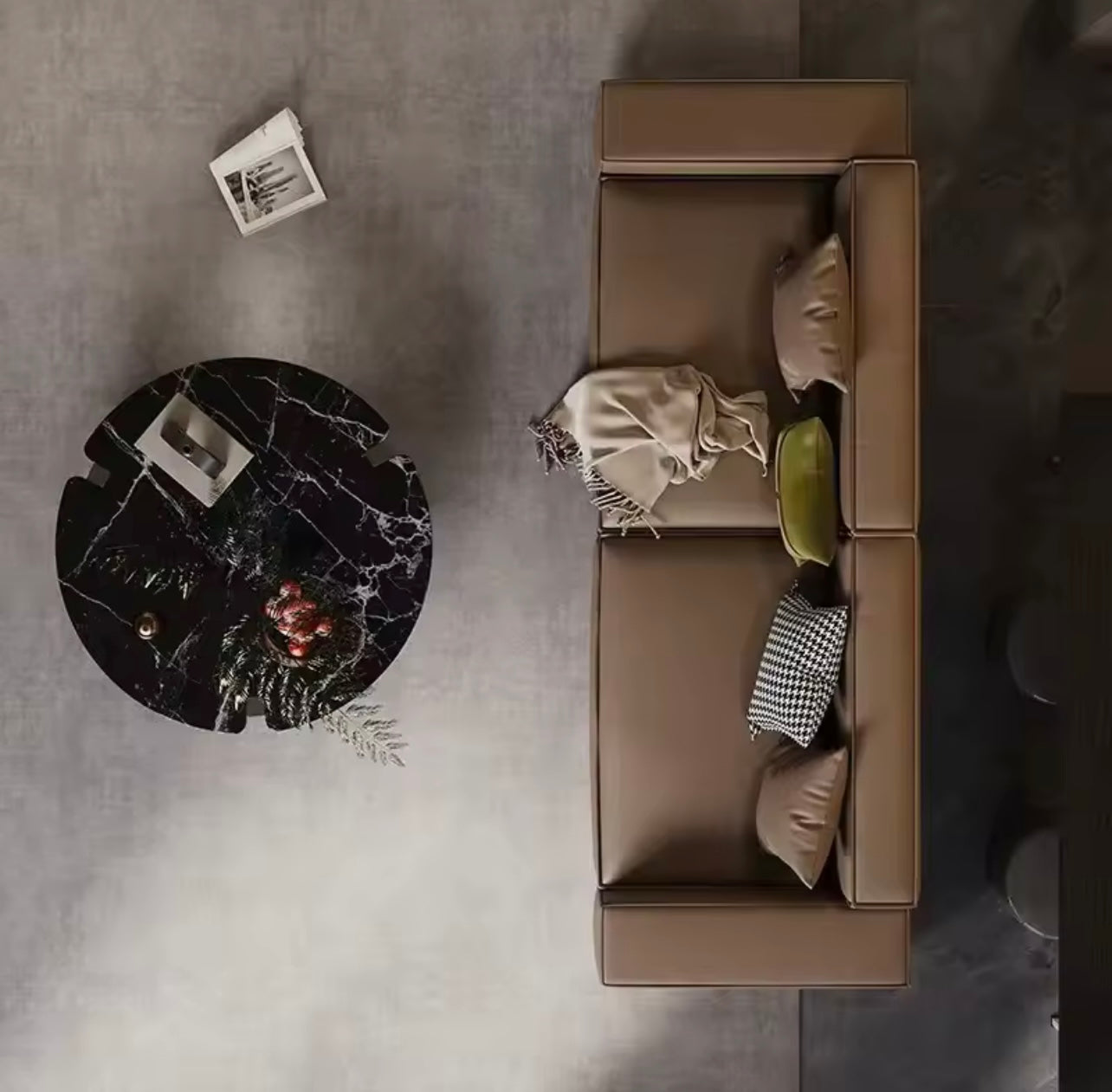 Antique European Brown Faux Leather Sofa