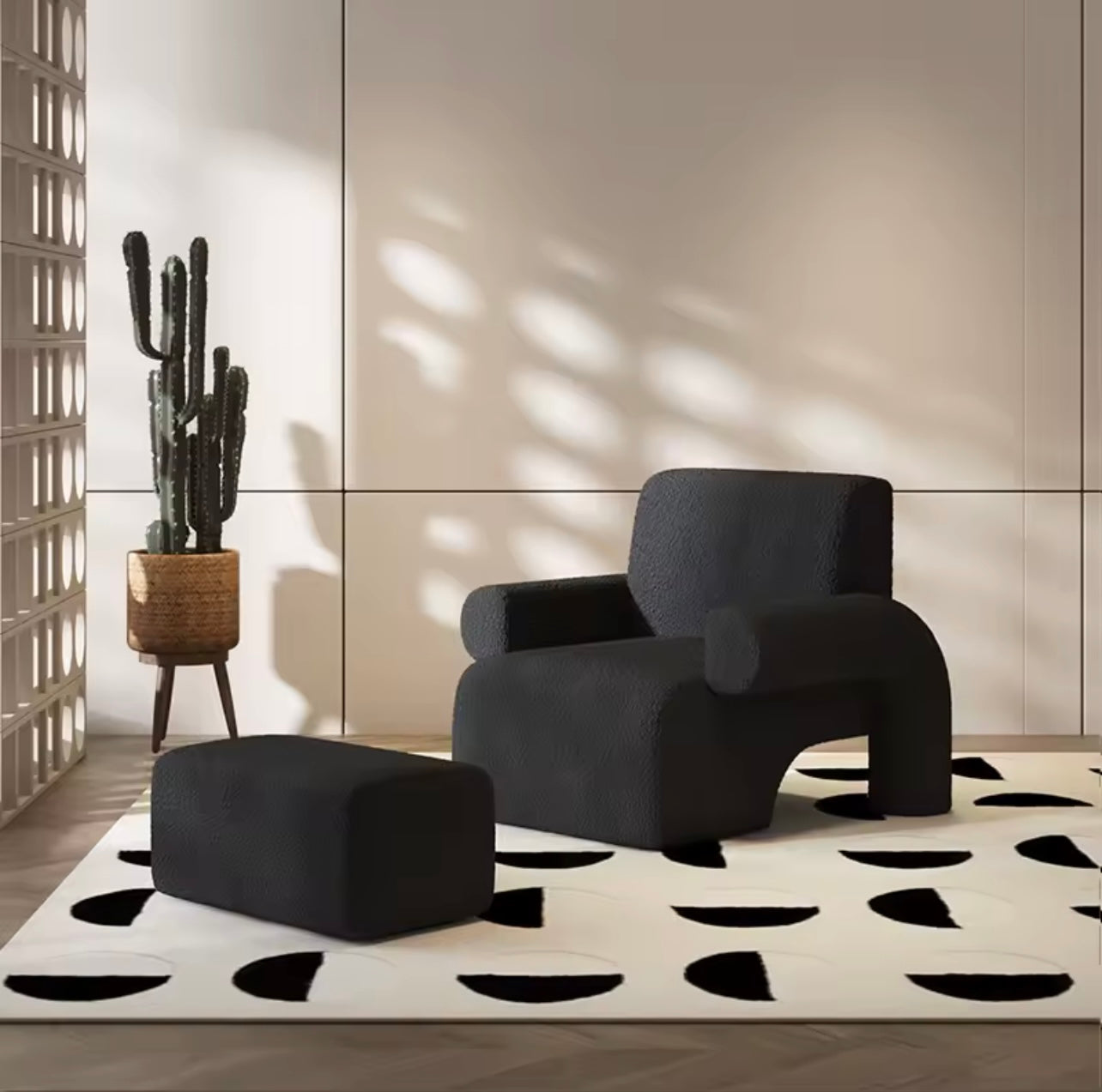 Corduroy Fabric Armchair, Modern Lambswool Accent Chair