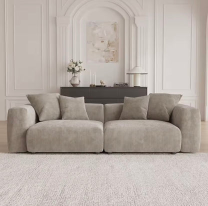 102” Beige Modular Sectional Sofa for Living Room, Modern Corduroy Couch