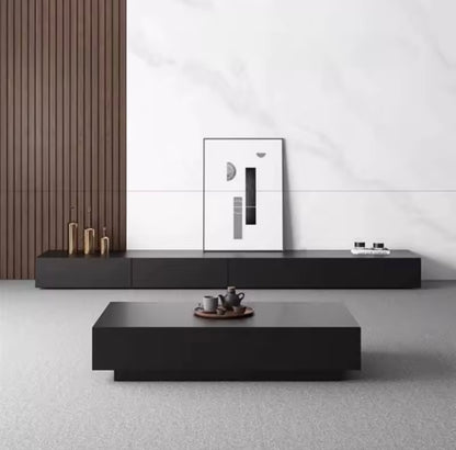 Mid Century Black Oak TV Console with Soft-Close Drawers