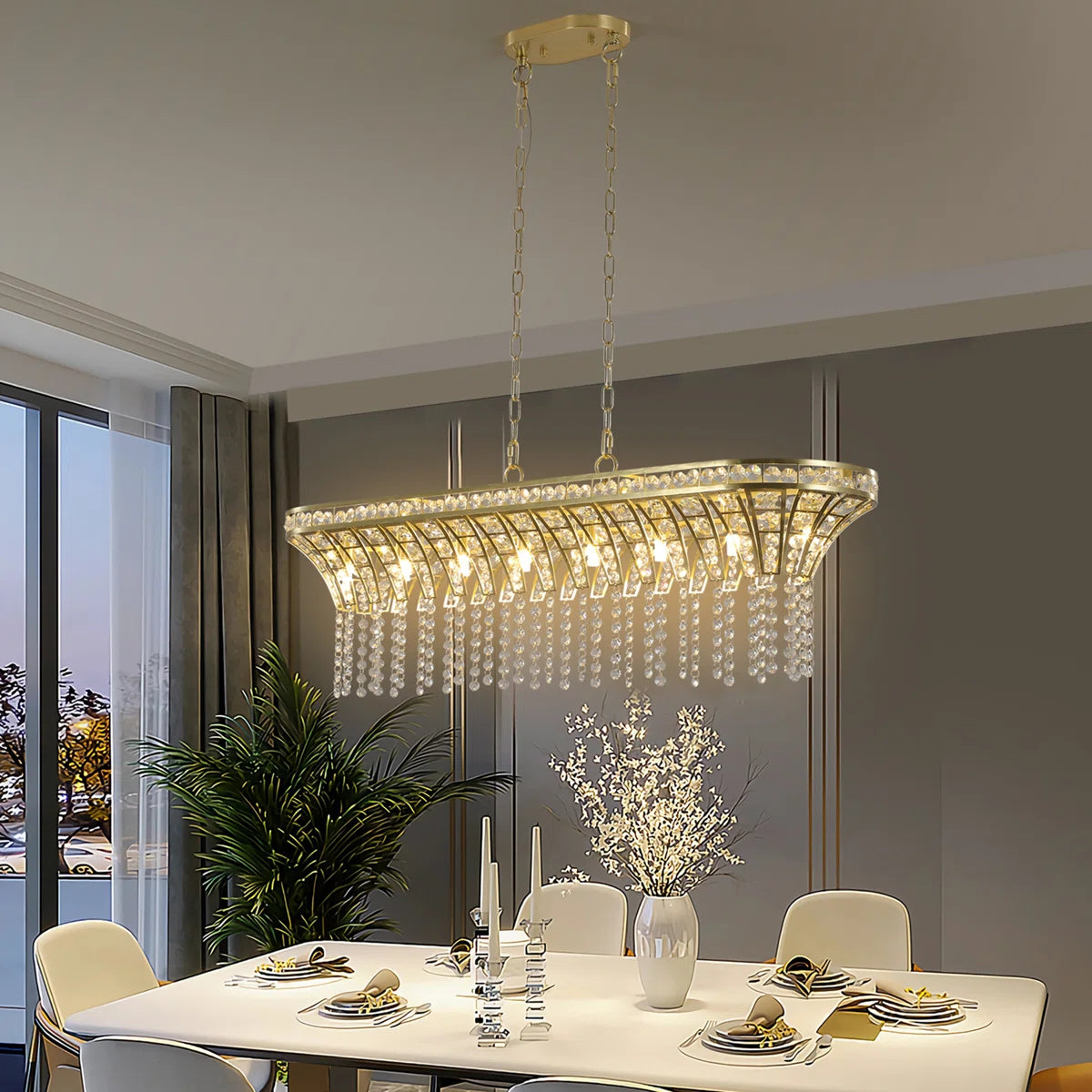 Champagne Gold Chandelier – Oval Island Light