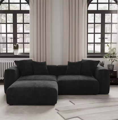 102” L-Shaped Modular Sectional Sofa, Corduroy Fabric with Chaise