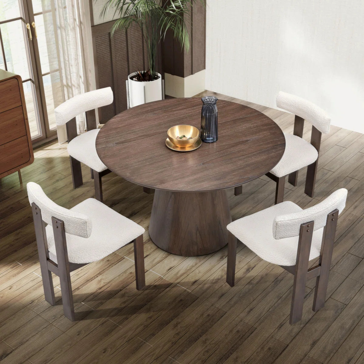 Set of 2 Modern Walnut Dining Chairs