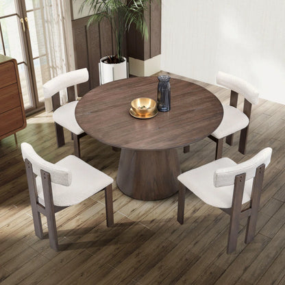 Set of 2 Modern Dining Chairs, Walnut Upholstered Dining Chairs