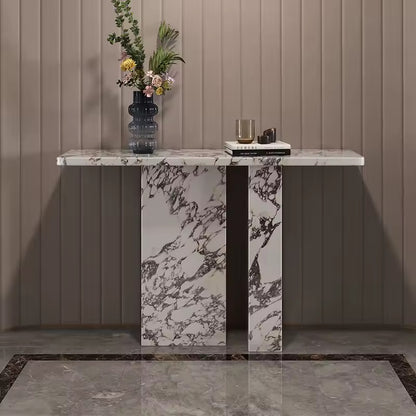 Hand-Polished Solid Marble Console Table