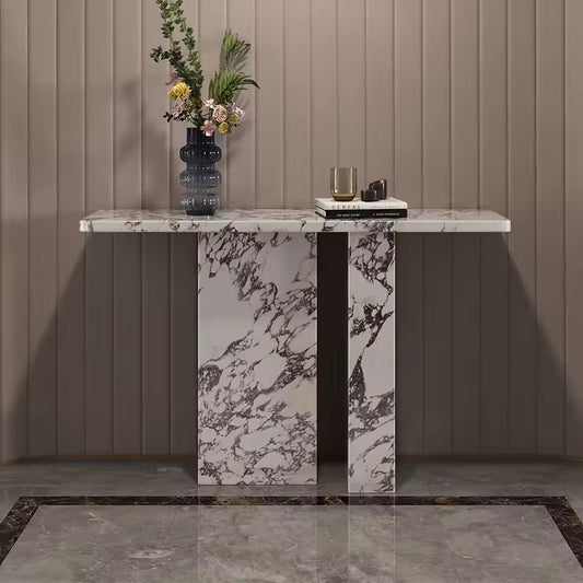 Hand-Polished Solid Marble Console Table