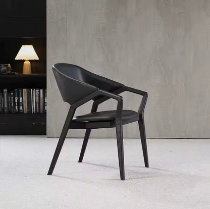 Modern Ash Wood Armchair, Curved Back Dining / Accent Chair