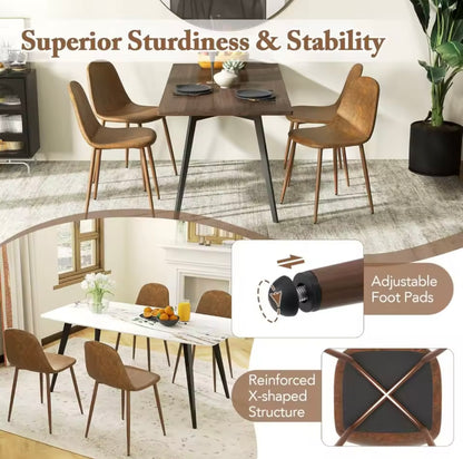 Set of 4 Mid Century Ergonomic PU Leather Upholstered Dining Chairs