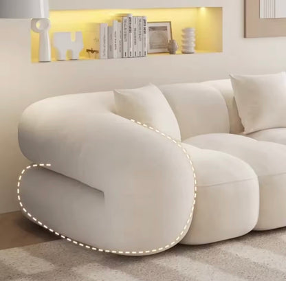 Cream Milk-Velvet Cloud Sofa with Deep Seating