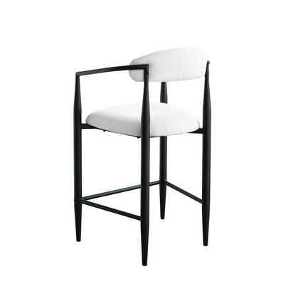 Set of 2 Bar Stools - White Counter Stools - Kitchen Island Stools