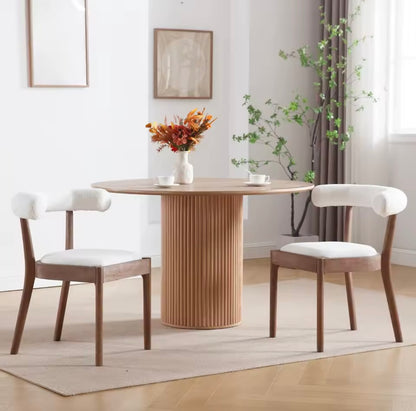 Set of 2 Upholstered Mid Century Sherpa Fabric Dining Chairs