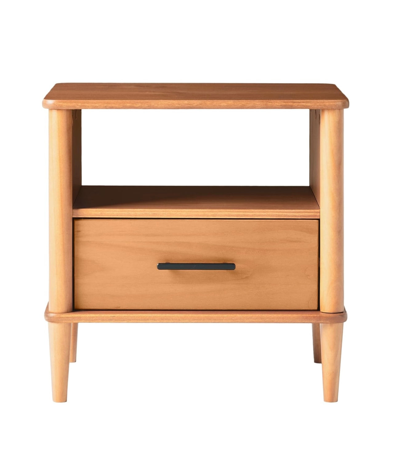 Solid Wood Spindle Nightstand Caramel Finish