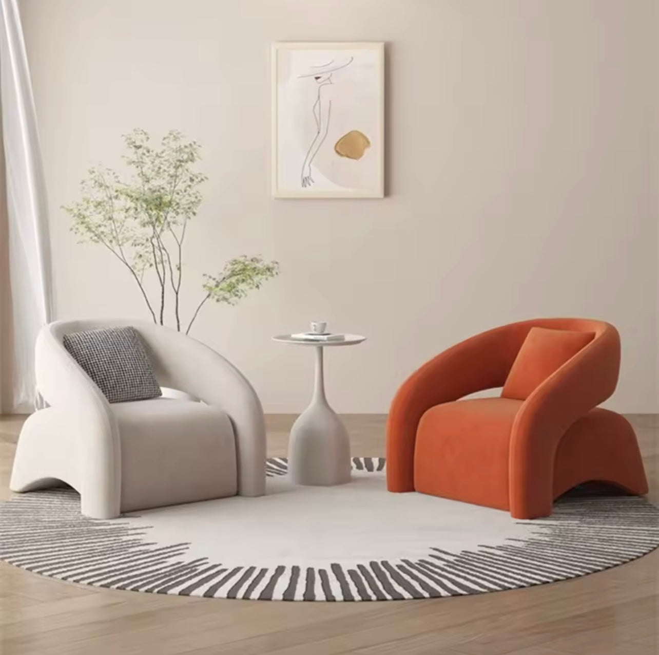 White Ergonomic Luxury Accent Chair