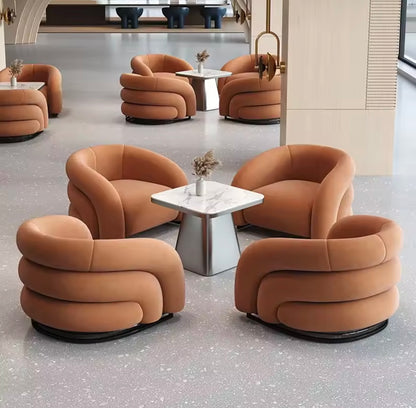 Modern Beige Luxury Accent Chair, Beige Aesthetic Curved Armchair