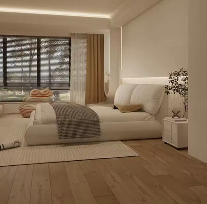 Modern Nordic Upholstered Bed Frame with Storage