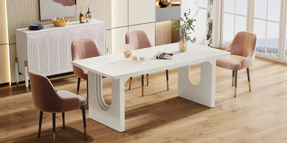 70.9” Large White Rectangular Dining Table for 6–8