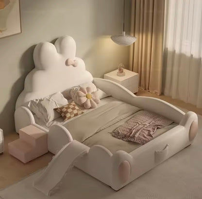Bunny Ears Kids Bed with Slide & Ladder, Latex Mattress Included