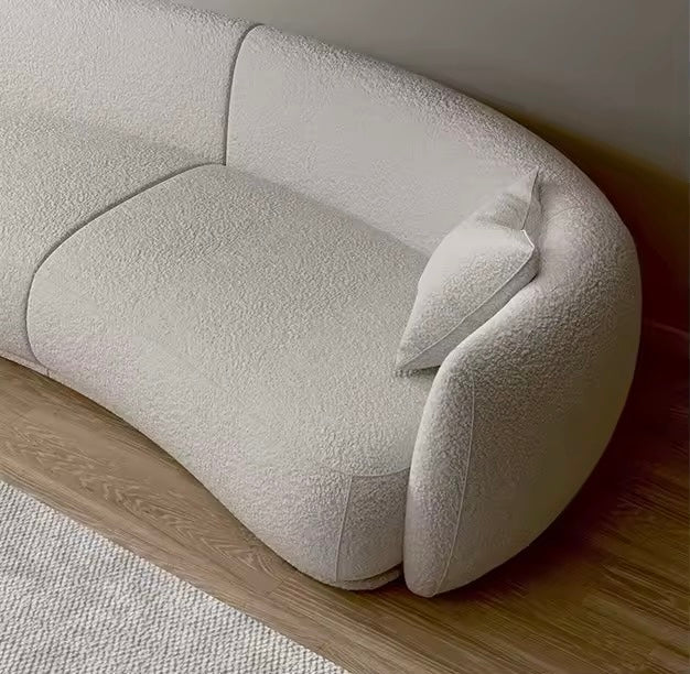 Dutch Vintage Ergonomically Curved Sofa, White Lounge Sofa