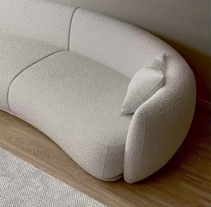 Dutch Vintage Ergonomically Curved Sofa, White Lounge Sofa