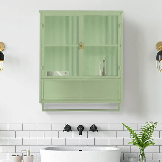 Bathroom Wall Cabinet and Towel Bar - Green Wall Cabinet