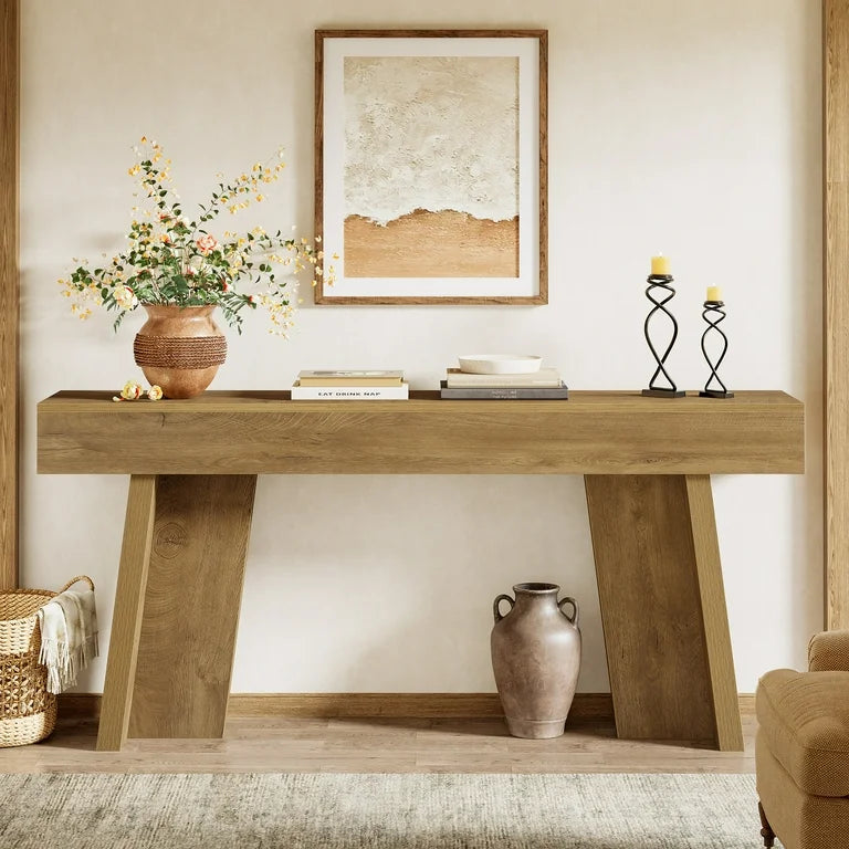 Farmhouse Narrow Entryway Table, Large Wood Console Table