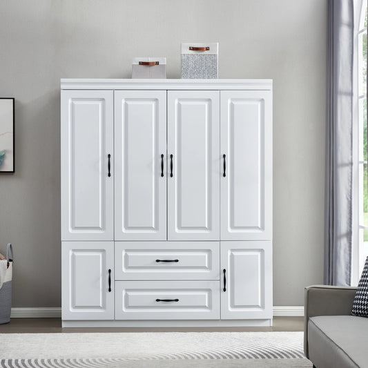 78" White 2-Door Wardrobe Closet with Shelves
