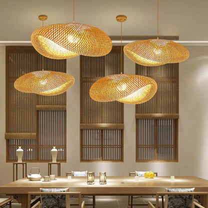 Modern Bamboo Woven Waterproof Pendant Light