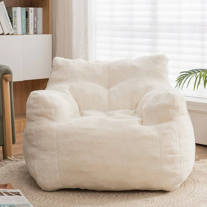 White Bean Bag for Kids Bedroom - Toddler Bean Bag Chair