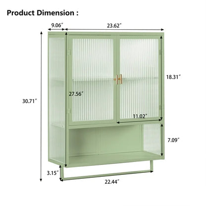 Bathroom Wall Cabinet and Towel Bar - Green Wall Cabinet