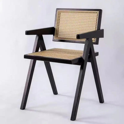 Modern Handwoven Rattan Chair, Solid Wood Chair, Japandi Decor