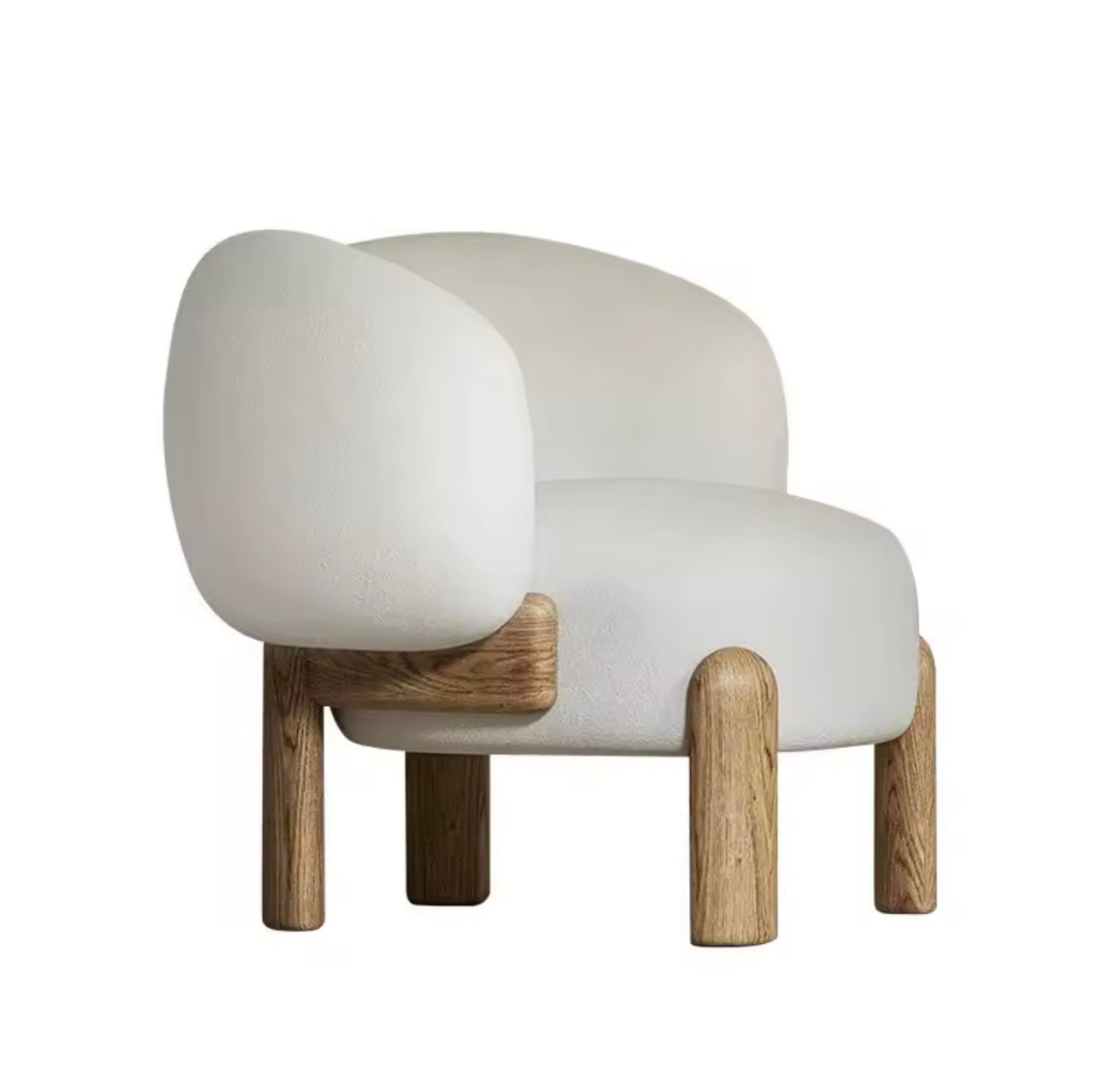 Solid Wood Cream Accent Chair for Small Spaces