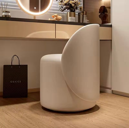 Modern Upholstered Barrel Dining Chair, 360 Degree White Swivel Chair