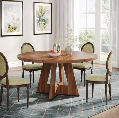 47” Round Rustic MDF Dining Table, Seats 4