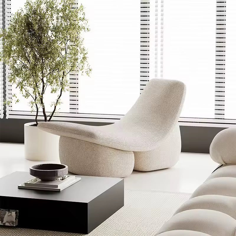 White Modern Living Room Arc Linen Sofa Chair