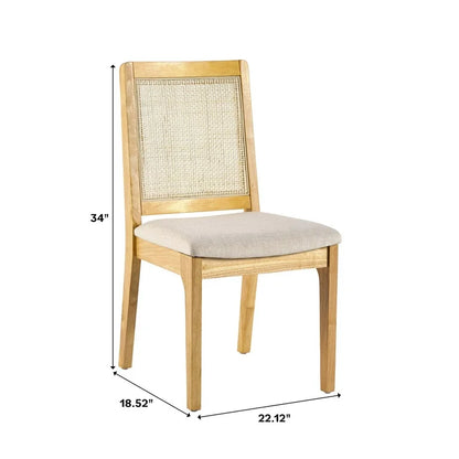 Set of 2 Solid Wood Dining Chairs, Modern Rattan Dining Chairs