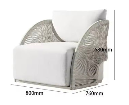 Rattan Outdoor Sofa Set, Aluminum Frame & Quick-Dry Cushions