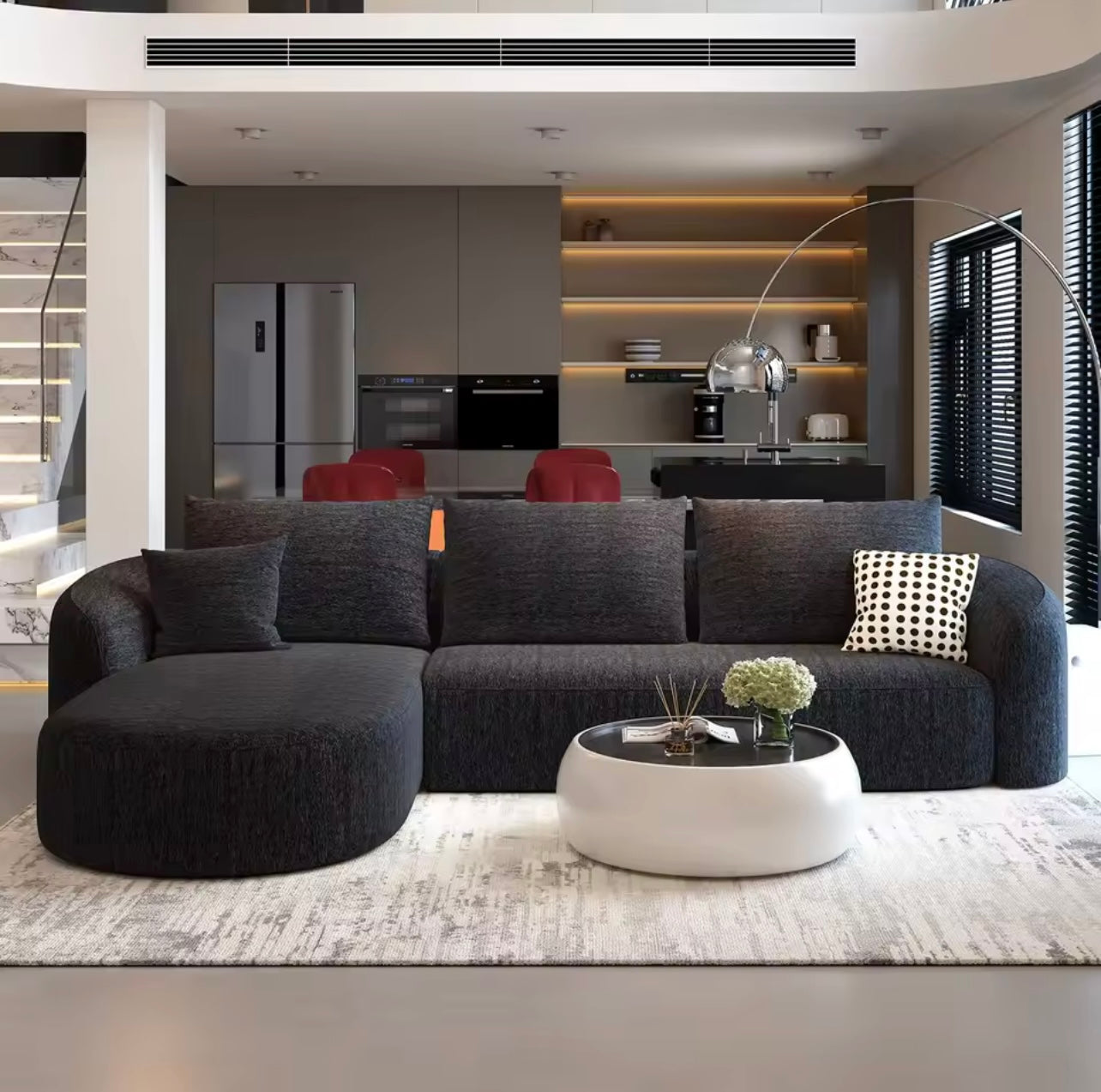 111” L-Shape Modern Modular Curved Sectional Sofa, Cloud Comfort