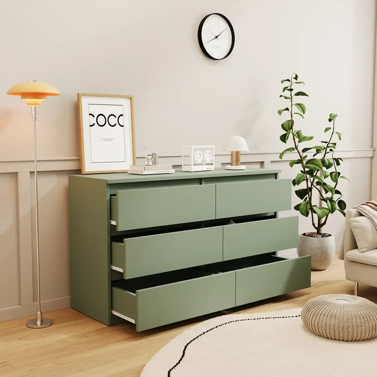 Modern 6-Drawer Green Dressing Table