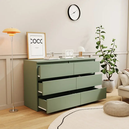 6 Drawer Bedroom Dresser for Clothes Storage - Green
