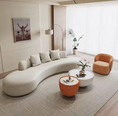 Italian Cream Contemporary Curved Sofa Sectional