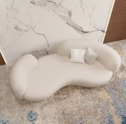 Modern Luxury Curved Lambswool Sofa, White