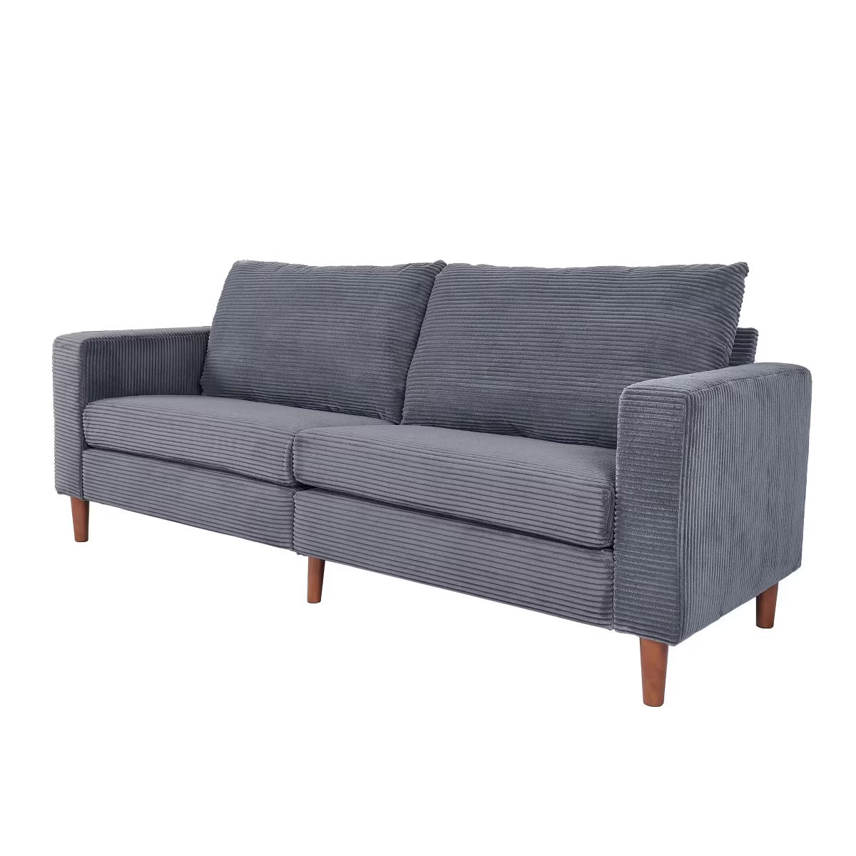 Grey Loveseat - Linen Sofa - Small Sofa with Cushions