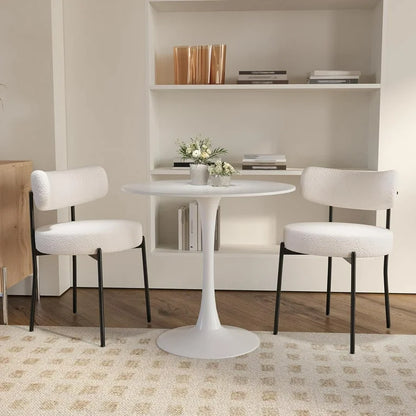 White Upholstered Dining Chair for Small Spaces