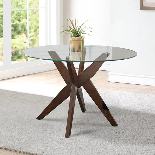 Modern 48" Glass Dining Table, Round Dining Table for Small Spaces
