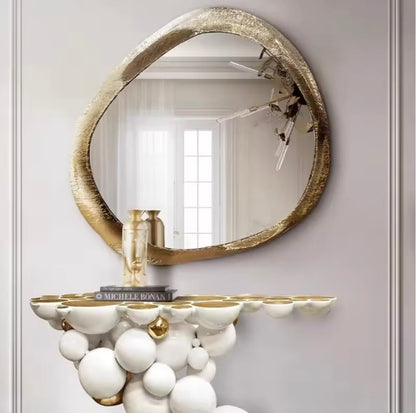 Large Gold Irregular Wall Mirror, Bedroom & Bathroom Accent
