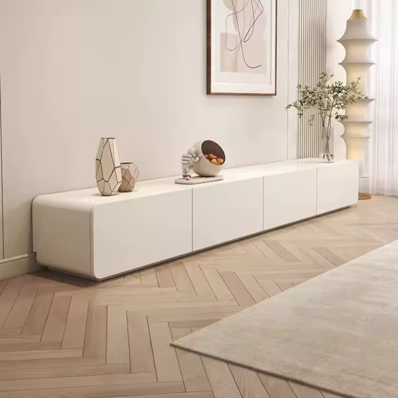 Modern Cream Maple Wood TV Stand with Soft-Close Storage