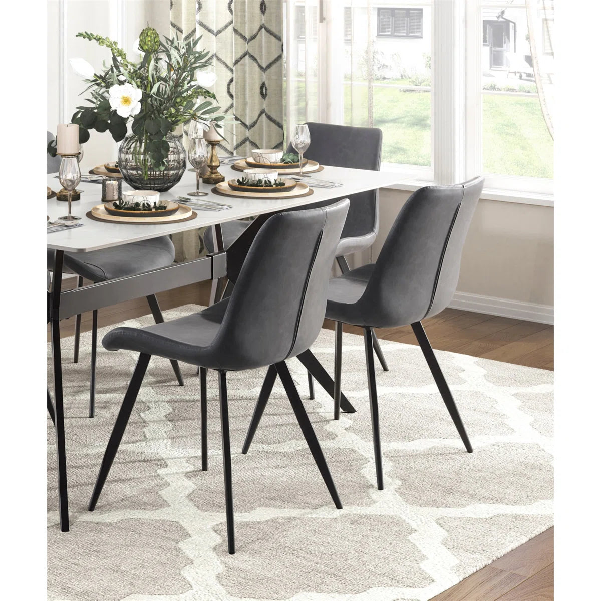 Set of 2 Leather Dining Chairs, Modern Contemporary Dining Chairs